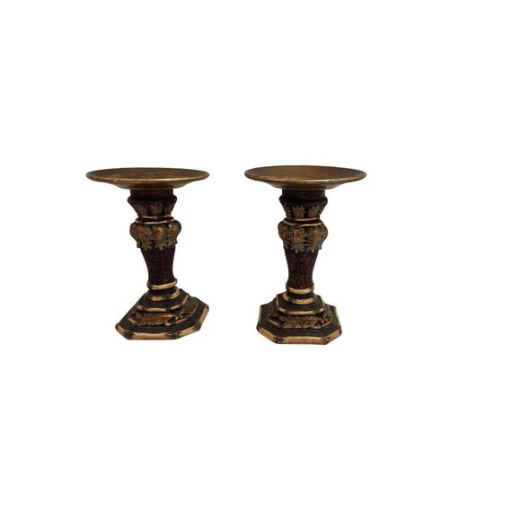 Taper Candle Holders Set Of 2 Axicon World Imports Brass-Look Candle Holders Wit - Picture 7 of 8